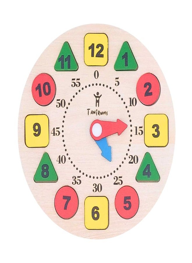 Tantrums Wooden Learning Clock for Kids | Montessori Time Teaching Toy with Shape & Colour Sorting Number Blocks | Educational Wooden Toy for Toddlers for Early Learning & Fine Motor Skills - Image 1